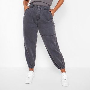 Plus Mid Rise Utility Denim Joggers